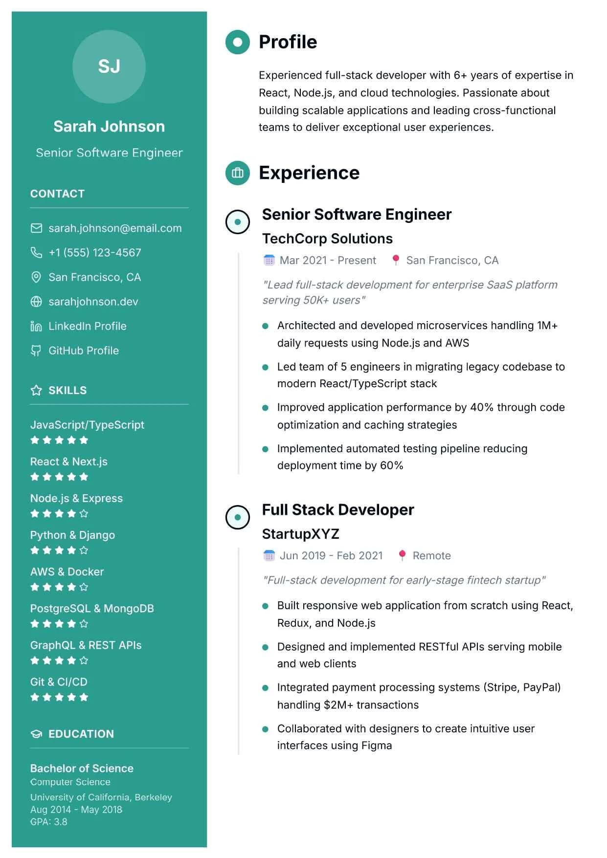 Simple and clean resume design sample