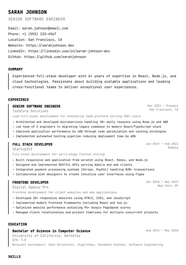 Creative resume builder template