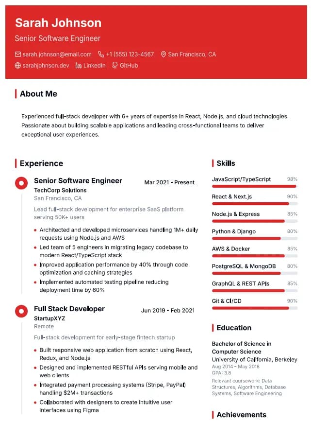 Modern professional resume template