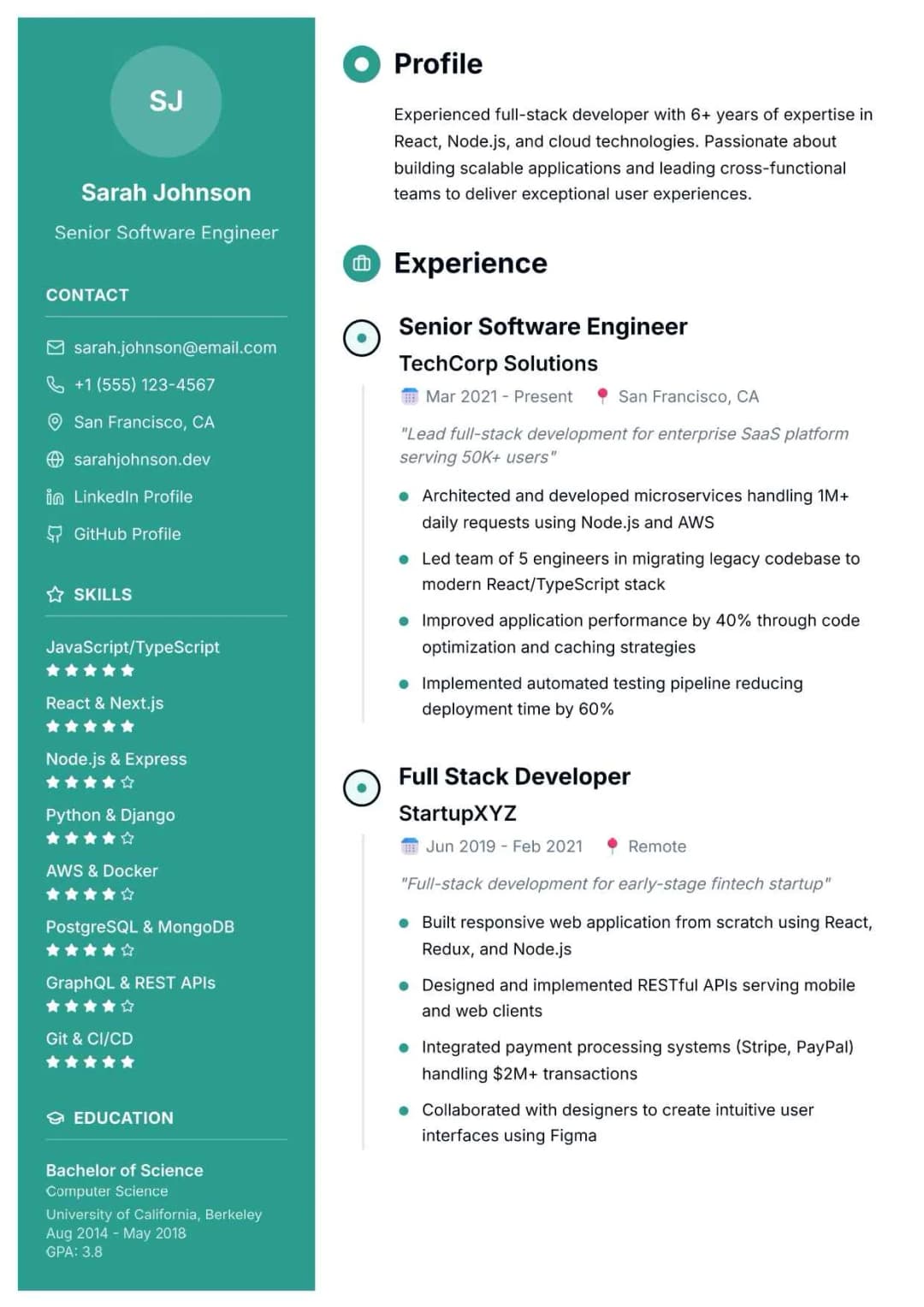 Clean resume design